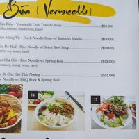 Part of the menu at Thuong An lac in Honolulu