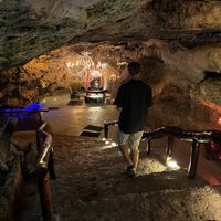 Stairs down to cave  at Alux Restaurante in Playa Del Carmen