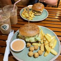 Burgers - ask for vegan cheese. And iced coffee  at Patcharee French Bakery in Ao Nang