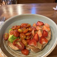 Avocado on toast + peanut butter and strawberry  at Patcharee French Bakery in Ao Nang