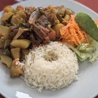 Main course 2 - Pumpkin and Potatoes with Rice (Menu del Dia) at Salud y Vida in Huaraz