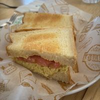 Toast with vegan egg and tomato   at LN Fortunate Coffee in Shanghai