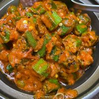 Lady fingers which despite the look is not spicy at all. Love it still though!  at Gokul Vegetarian Restaurant - Fortune Centre in Central Singapore