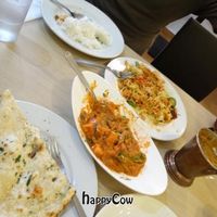 sesame naan, spicy paneer curry, lentil curry, fried noodles at Gokul Vegetarian Restaurant - Fortune Centre in Central Singapore