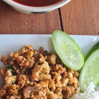 Hot Basil with Tofu at JaJa's Restaurant Thai Vegan in Koh Phangan