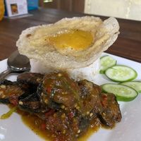 Soy fish with Tofu/Pumpkin Fried Sunny Side Up!  at JaJa's Restaurant Thai Vegan in Koh Phangan