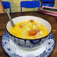 Yellow Cary with "chicken" and tufo at JaJa's Restaurant Thai Vegan in Koh Phangan