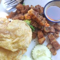 Pork and omelette at JaJa's Restaurant Thai Vegan in Koh Phangan