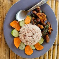 Crispy pork belly at JaJa's Restaurant Thai Vegan in Koh Phangan