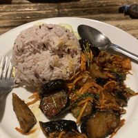 Fried fish with fried egg (egg not pictured, sorry!)  at JaJa's Restaurant Thai Vegan in Koh Phangan