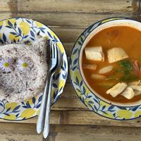 Tom yam soup with rice   at JaJa's Restaurant Thai Vegan in Koh Phangan