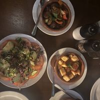 Vegan chorizo, tomato salad  at El Saloon in Gran Canaria