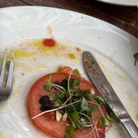 Tomato salad almost demolished!  at El Saloon in Gran Canaria
