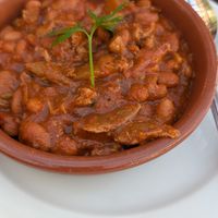 Beans and vegan beef at El Saloon in Gran Canaria