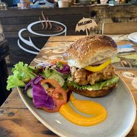 Crispy tofu burger at Shlomo in Grand Baie