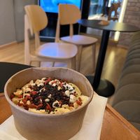 Porridge bowl at Fit Food in Tirana