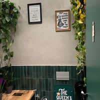 Bathroom decor at Fit Food in Tirana