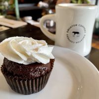 Vegan chocolate cupcake.  at Crushcakes & Cafe in Santa Barbara