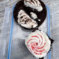 Chocolate (top) and Red Velvet (bottom)  at Crushcakes & Cafe in Santa Barbara