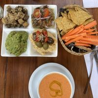Snack dishes to share with gazpacho   at El Huerto in Santiago