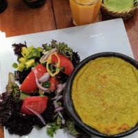 pastel de choclo y ensalada chilena at El Huerto in Santiago