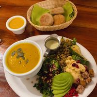 Soup & salad  at El Huerto in Santiago