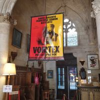 The bar is located inside an old church which now hosts a cinema. Impressing and unique set up. at Utopia in Bordeaux