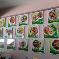 Wall menu left side at Veggie Vegan Buffet in Chiang Rai