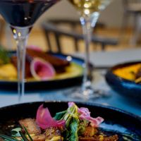 
lentil salad, tarragon and "tofu bacon" at La Brasserie Bleue in Vannes