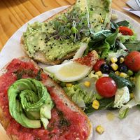 Tomato with avo and avo toast  at Brunchit in Malaga