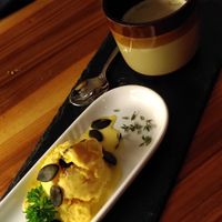 Kürbissorbet und Kürbissuppe at Formidable Pelikan in St Gallen