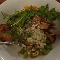 Bärlauchspätzli with mushrooms and seitan at Formidable Pelikan in St Gallen