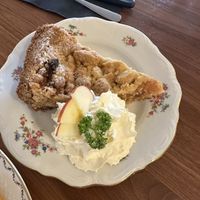 Apple crumble, also available with ice cream (would recommend vanilla or caramel)  at Formidable Pelikan in St Gallen