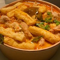 Asian Sri Lankan coconut ramen with mock meat and mock fish. For vegan order with no boiled egg). at Mr Miyagi in Sheffield