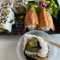 So good! Sushi with faux chicken. Fresh & delicious 💚 at Mr Miyagi in Sheffield