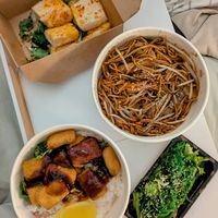 Yakisoba, no-cod, salt and chilli tofu and wakame at Mr Miyagi in Sheffield