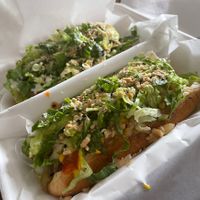 Surf dog and Kimchi dog  at Veggi Dogs in Honolulu