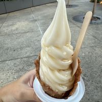 Waffle cone ice cream + caramell  at Veggi Dogs in Honolulu