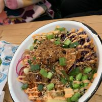 Poke bowl (tofu replaces chicken )  at Wolf Sharing Food Market in Brussels