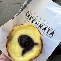 Blueberry vegan pastel de nata   at Cafe De Nata in North West London