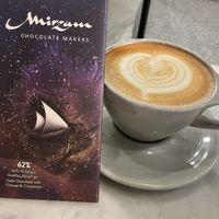 Vegan Oat latte and orange & cinnamon dark chocolate   at Mirzam Chocolate Makers in Dubai