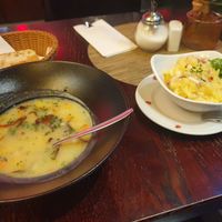 Kartoffelsalat and potato soup served with bread. Very good! at MUC - Käfer - T2 in Munich
