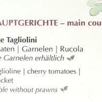 menu - tagliolini can be veganized at MUC - Käfer - T2 in Munich