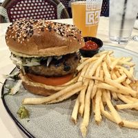Black bean burger with fries. Really tasty!   at Market On Main in Columbia
