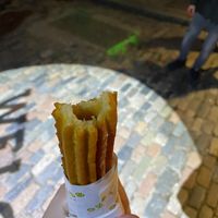 Stuffed churro with coconut caramel sauce at Churros London in North West London