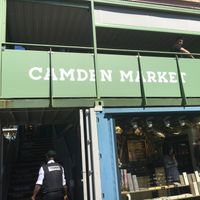 Sign for Camden market at Churros London in North West London