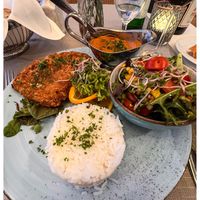 Seitan-Kichererbsen-Bratlinge an hauseigener Currysoße   at Hotel Zum Märchenwald in Lingen