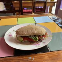 Sandwich with seitan, avocado, tomatoes, vegan mayo  at Violeta Dulceria Vegana in Valparaiso