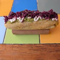 Completo Italiano with sauerkraut at Violeta Dulceria Vegana in Valparaiso