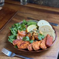 Hummus Tempeh Plate, with avocado added (FYI, the "hummus" is between the bread and the tempeh). at The Royal Food & Drink in Seoul